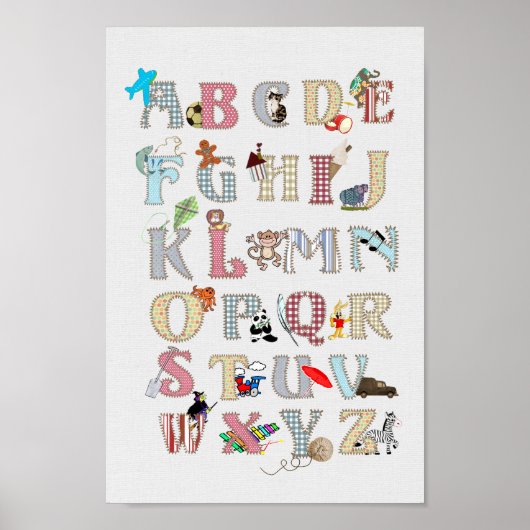 Alphabet Kinderzimmer Kunst, Dichtung und Musik Ni Poster (Vorne)