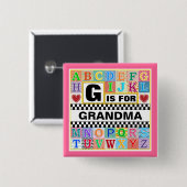 Alphabet-Kunst für Großmutter Button (Vorne & Hinten)