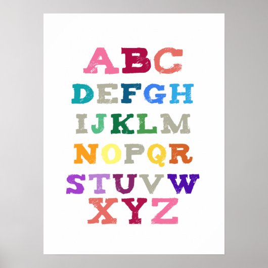 Alphabet-Kunst für Kinder - Rosa Töne Poster (Vorne)