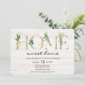 Alphabet Leaf Housewarming Einladung (Stehend Vorderseite)