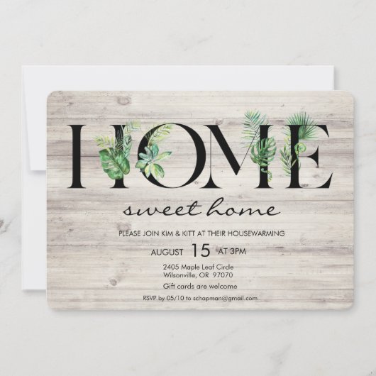 Alphabet Leaf Zuhause Housewarming Einladung (Vorderseite)