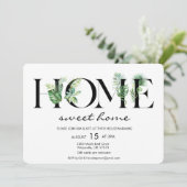 Alphabet Leaf Zuhause Housewarming Einladung (Stehend Vorderseite)