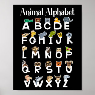 Alphabet Learning Kids Niedlicher Tiere ABCs Poster