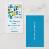 Alphabet-Lehrer-Kontakt-Visitenkarte ABCs 123 Visitenkarte (Vorne/Hinten)