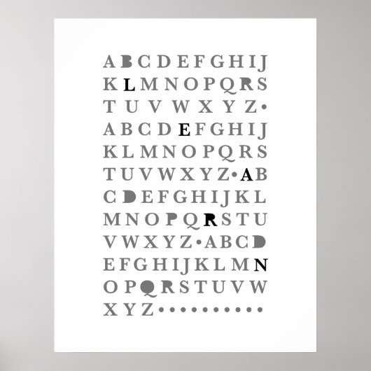 Alphabet lernen Letter Moderne Typografie ABC Poster (Vorne)