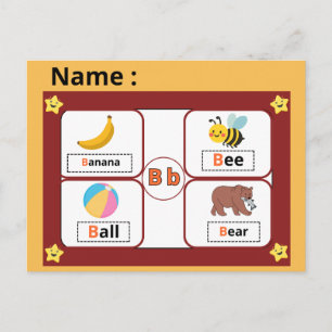 Alphabet-Lernkarte Buchstabe (B) für Kinder Postkarte