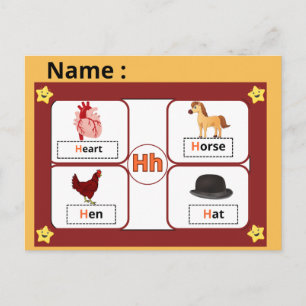 Alphabet-Lernkarte Buchstabe H für Kinder  Postkarte