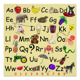 Alphabet lernt ABCs 123 Bilddiagramm vor der Schul Poster