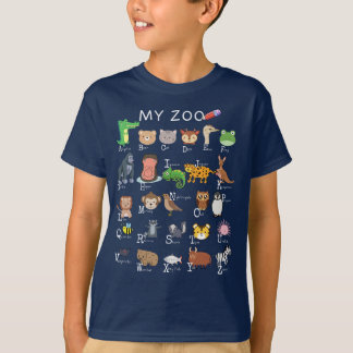Alphabet Letter A-Z My Zoo Kinder Boy Girl School T-Shirt