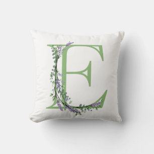 Alphabet Letter E Lavender Eucalyptus monogram Kissen