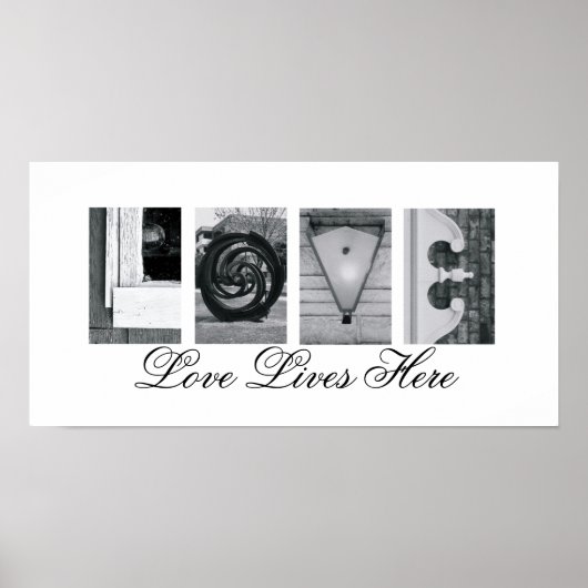 Alphabet Letter Fotografy Liebe lebt hier 10x20 Poster (Vorne)