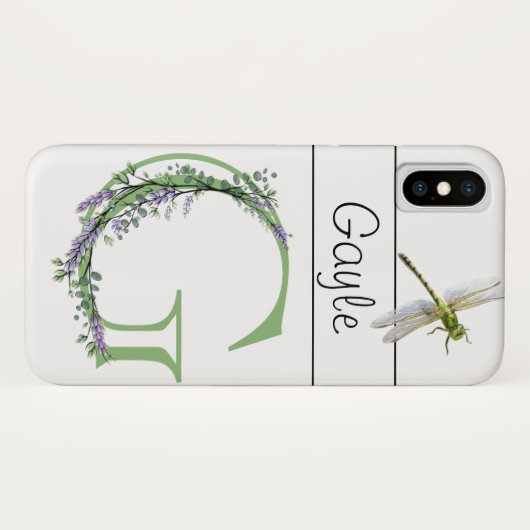 Alphabet Letter G Lavender Eucalyptus Dragonfly Case-Mate iPhone Hülle (Rückseite (Horizontal))