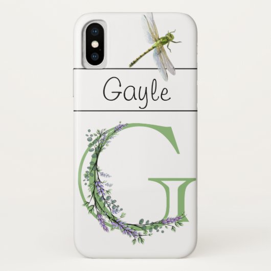 Alphabet Letter G Lavender Eucalyptus Dragonfly Case-Mate iPhone Hülle (Rückseite)