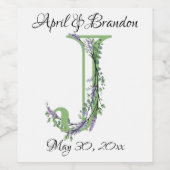 Alphabet Letter J Lavender Eucalyptus Weinetikett (Einzelnes Label)