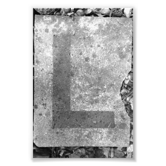 Alphabet Letter L Fotografy Black & White Fotodruck (Vorne)