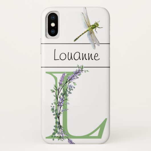 Alphabet Letter L Lavender Eucalyptus Dragonfly Case-Mate iPhone Hülle (Rückseite)