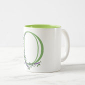 Alphabet Letter O, Aquarelllavender botanisch Zweifarbige Tasse (VorderseiteRechts)