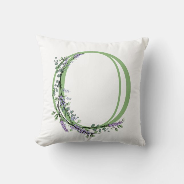 Alphabet Letter O Lavender Eucalyptus monogram Kissen (Vorderseite)
