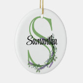 Alphabet Letter S, Aquarelllavender botanisch Keramik Ornament (Rechts)