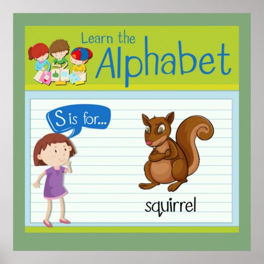 Alphabet Letter S ist für Eichhörnchen Poster (Vorne)