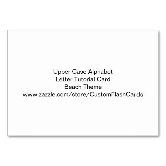 Alphabet Letter Tutorial Cards, Beach theme Tischnummer (Rückseite)