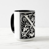 Alphabet-Letter X zur Tasse im Renaissancestil (Vorderseite Links)
