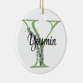 Alphabet Letter Y, Aquarelllavender botanisch Keramik Ornament (Rechts)