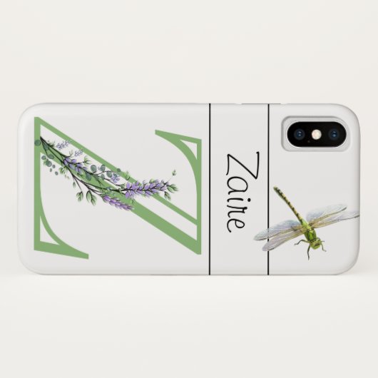 Alphabet Letter Z Lavender Eucalyptus Dragonfly Case-Mate iPhone Hülle (Rückseite (Horizontal))