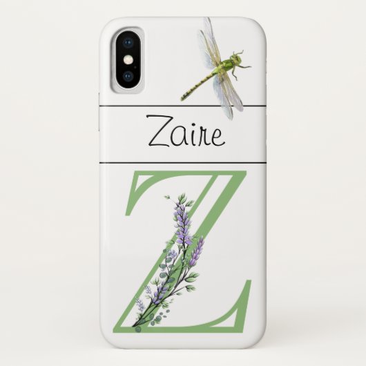 Alphabet Letter Z Lavender Eucalyptus Dragonfly Case-Mate iPhone Hülle (Rückseite)