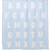 Alphabet Letters Abc Muster hellblaue weiße Kinder Duschvorhang (Vorderseite)