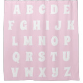 Alphabet Letters Abc Muster rosa weiße Kinder Duschvorhang (Vorderseite)