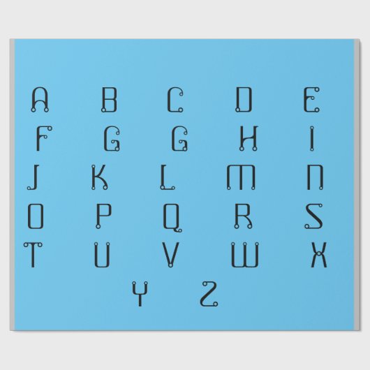 ALPHABET_LETTERS_ABC_PATTERN_LIGHT_BLUE_BLACK GESCHENKPAPIER (Flach)
