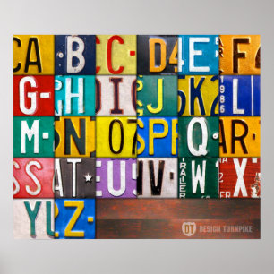 Alphabet Letters License Plakat Art Poster