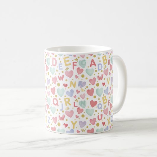 Alphabet Love Nursery Pattern Kaffeetasse (VorderseiteRechts)