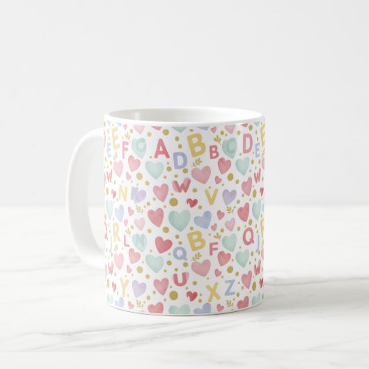 Alphabet Love Nursery Pattern Kaffeetasse (Vorderseite Links)