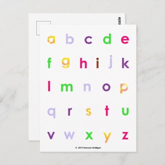 Alphabet Lower Case Letters Postkarte (Vorne/Hinten)