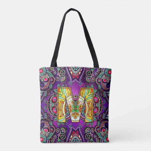 Alphabet M mandala Tasche (Rückseite)