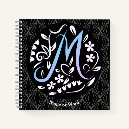 Alphabet M Monogram Handwriting Notizblock (Vorderseite)