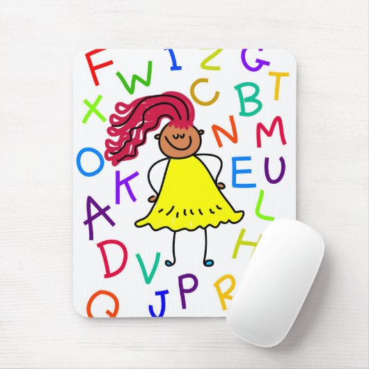 Alphabet-Mädchen Mousepad (Mit Mouse)