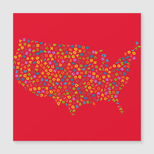 Alphabet Map of the USA   Magnetkarte
