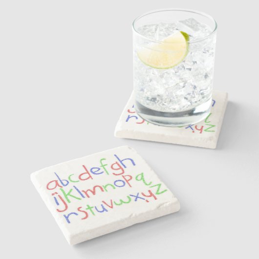 Alphabet Marble Stone Untersetzer (Seitenansicht)
