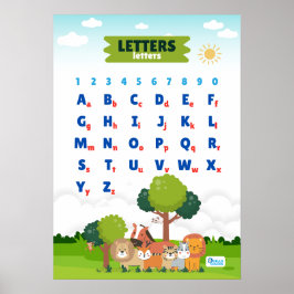 Alphabet mit Niedlichen Tieren Poster