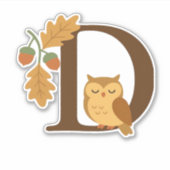 Alphabet Monogram Letter D � Owl mit Oak L Aufkleber (Vorderseite)