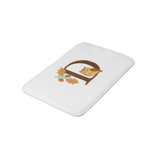 Alphabet Monogram Letter D - Owl mit Oak L Badematte (Schrägansicht)