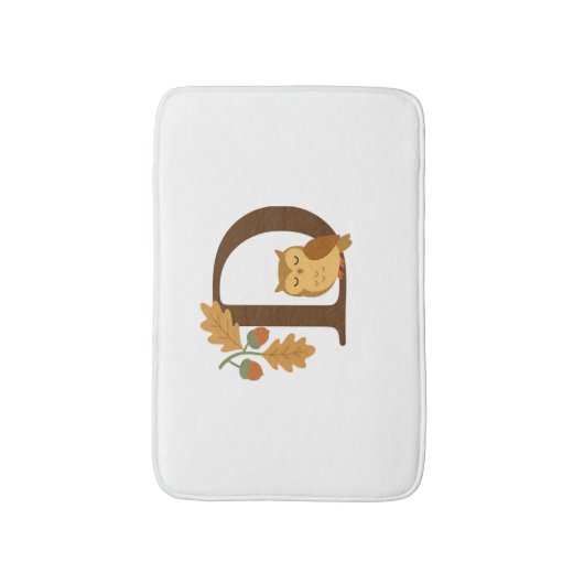 Alphabet Monogram Letter D - Owl mit Oak L Badematte (Vorderseite Vertikal)