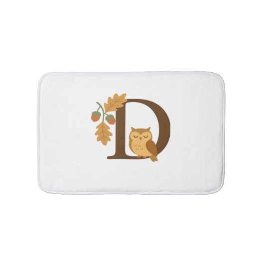 Alphabet Monogram Letter D - Owl mit Oak L Badematte (Vorderseite)