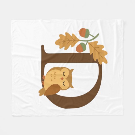Alphabet Monogram Letter D - Owl mit Oak L Fleecedecke (Vorderseite (Horizontal))