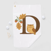 Alphabet Monogram Letter D - Owl mit Oak L Golfhandtuch (Insitu)