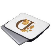 Alphabet Monogram Letter D - Owl mit Oak L Laptopschutzhülle (Vorne Knopf)