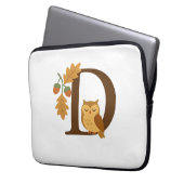 Alphabet Monogram Letter D - Owl mit Oak L Laptopschutzhülle (Vorderseite Links)